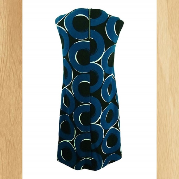 Alfani Teal Pleated Circle Print Dress - Picture 5 of 5